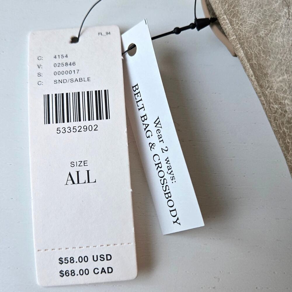 Anthropologie NEW Convertible Hip Belt Bag Vegan Leather Sand Sable Color NWT - Picture 6 of 12